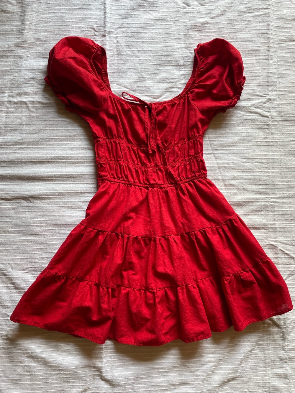 Red Tiered Ruffled Mini Dress